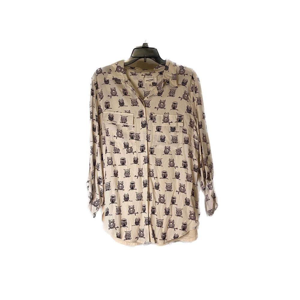 Anthropologie Porridge Owl button Up top